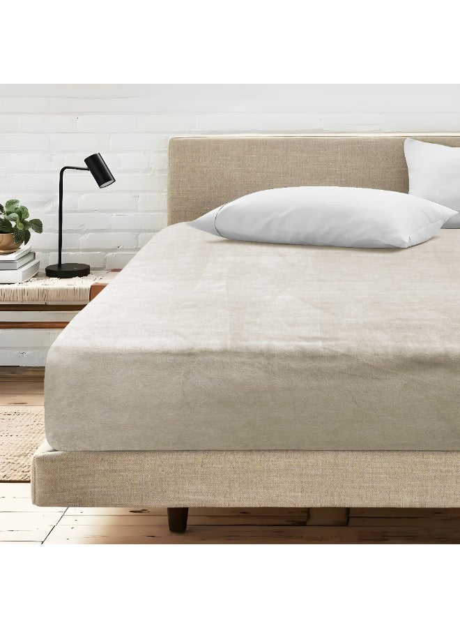 Morano Viva Luxury Velvet Fitted Sheet – Queen (160x200x25cm) – Ultra-Soft 100% Microfiber Bedding with All-Around Elastic & Easy-Fit Side Labels – Breathable & Wrinkle-Resistant (Cafe) - Image 1